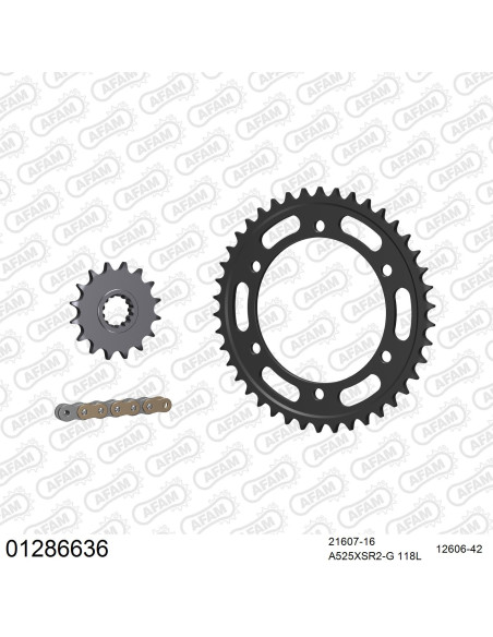 Kit chaine 525 AFAM - Couronne acier - Type de chaine au choix - YAMAHA TDM 900 2002-2014