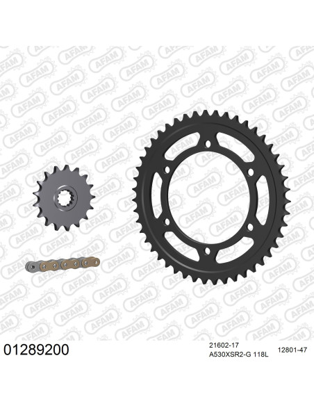 Kit chaine 530 AFAM - Couronne acier - Type de chaine au choix - YAMAHA GTS 1000 1993-1999