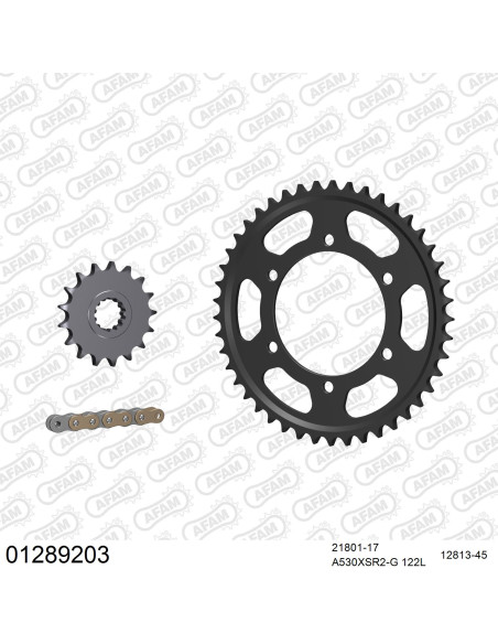 Kit chaine 530 AFAM - Couronne acier - Type de chaine au choix - YAMAHA FZ 1 S 2006-2015