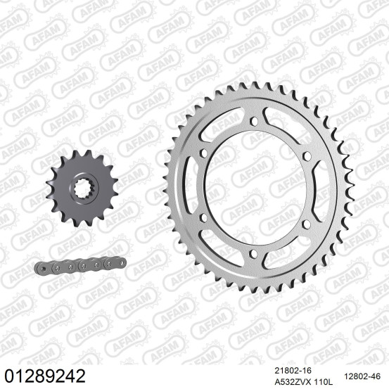 Kit chaine 532 AFAM - Couronne acier - Type de chaine au choix - YAMAHA FZR 1000 GENESIS 1987-1988