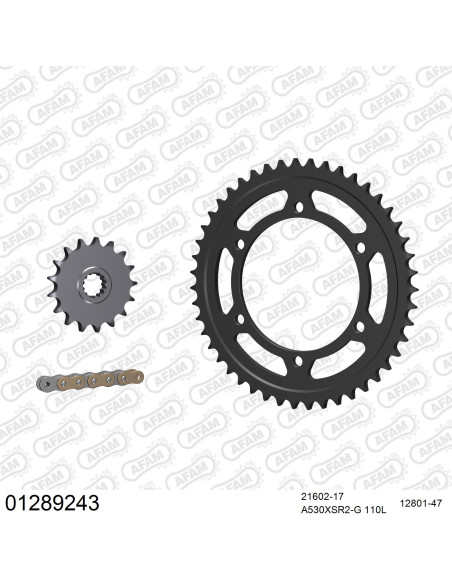 Kit chaine 530 AFAM - Couronne acier - Type de chaine au choix - YAMAHA FZR 1000 R EX-UP 1989-1997
