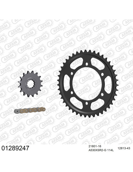 Kit chaine 530 AFAM - Couronne acier - Type de chaine au choix - YAMAHA YZF 1000 R1 1998-2003