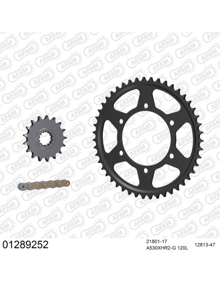 Kit chaine 530 AFAM - Couronne acier - Type de chaine au choix - YAMAHA 1000 R1 2009-2014