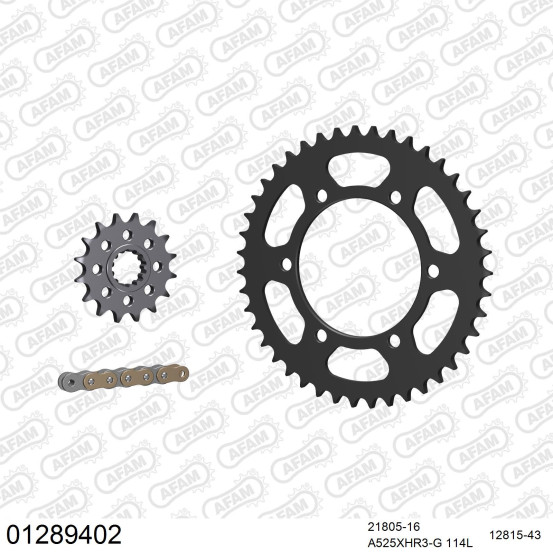Kit chaine 525 AFAM - Couronne acier - Type de chaine au choix - YAMAHA YZF 1000 R1 1998-2003