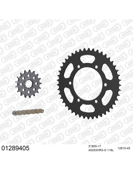Kit chaine 525 AFAM - Couronne acier - Type de chaine au choix - YAMAHA YZF 1000 R1 2006-2008