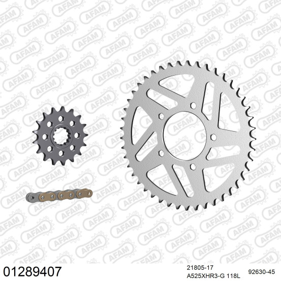 Kit chaine 525 AFAM - Couronne acier - Type de chaine au choix - YAMAHA YZF 1000 R1 SP 2006