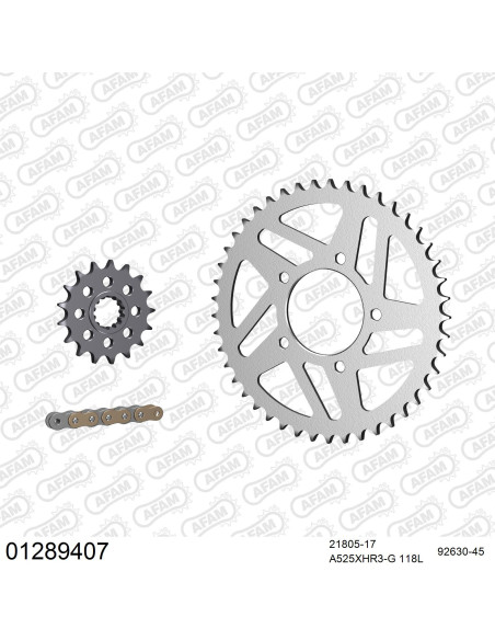 Kit chaine 525 AFAM - Couronne acier - Type de chaine au choix - YAMAHA YZF 1000 R1 SP 2006