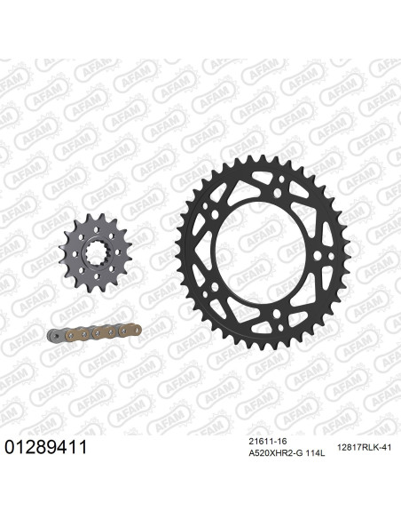Kit chaine 520 AFAM - Couronne acier - Type de chaine au choix - YAMAHA YZF-R1 / M RACING 2015-2022