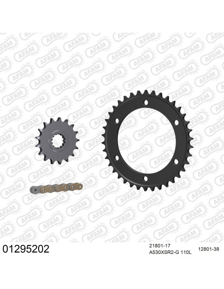 Kit chaine 530 AFAM - Couronne acier - Type de chaine au choix - YAMAHA XJR 1200 1995-1998