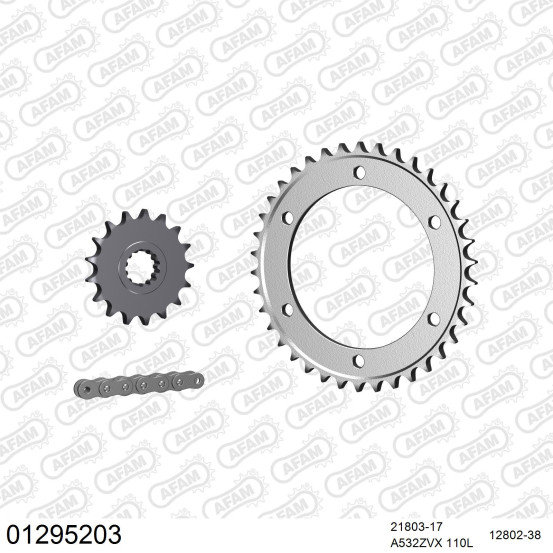 Kit chaine 532 AFAM - Couronne acier - Type de chaine au choix - YAMAHA XJR 1200 1995-1998