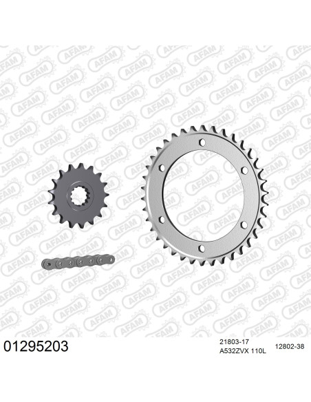 Kit chaine 532 AFAM - Couronne acier - Type de chaine au choix - YAMAHA XJR 1200 1995-1998