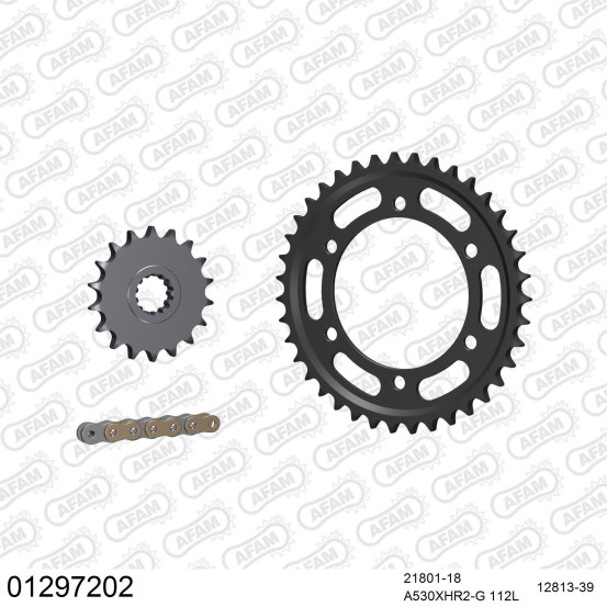 Kit chaine 530 AFAM - Couronne acier - Type de chaine au choix - YAMAHA XJR 1300 2004-2007