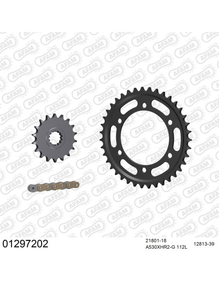 Kit chaine 530 AFAM - Couronne acier - Type de chaine au choix - YAMAHA XJR 1300 2004-2007