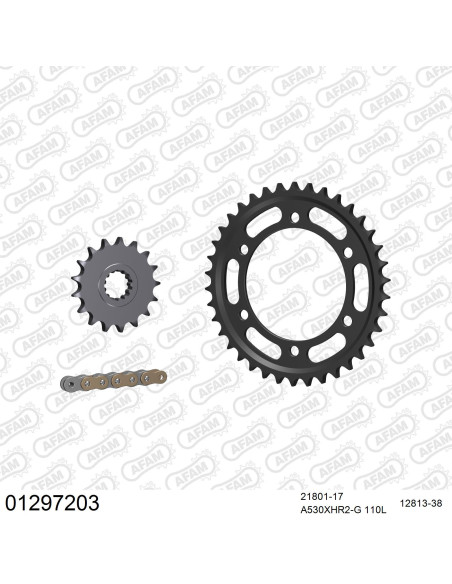 Kit chaine 530 AFAM - Couronne acier - Type de chaine au choix - YAMAHA XJR 1300 2008-2014