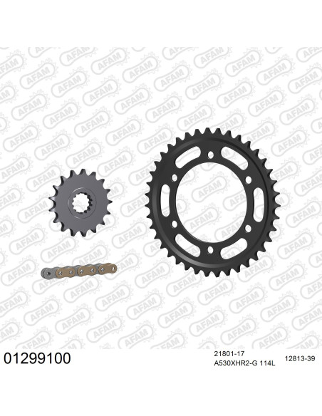 Kit chaine 530 AFAM - Couronne acier - Type de chaine au choix - YAMAHA MT-01 2005-2012