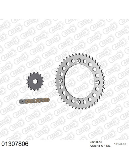 Kit chaine 428 AFAM - Couronne alu anti-boue - Type de chaine au choix - YAMAHA YZ 80 1985