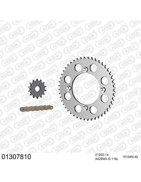 Kit chaine 428 AFAM - Couronne alu anti-boue - Type de chaine au choix - YAMAHA YZ 85 petites roues 2002-2015