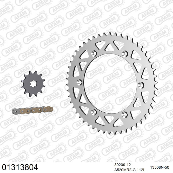 Kit chaine 520 AFAM - Couronne alu anti-boue - Type de chaine au choix - YAMAHA YZ 125 1984-1985