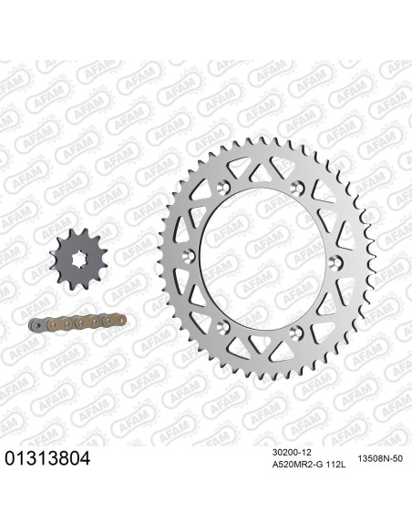 Kit chaine 520 AFAM - Couronne alu anti-boue - Type de chaine au choix - YAMAHA YZ 125 1984-1985