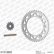 Kit chaine 520 AFAM - Couronne alu anti-boue - Type de chaine au choix - YAMAHA YZ 125 1986