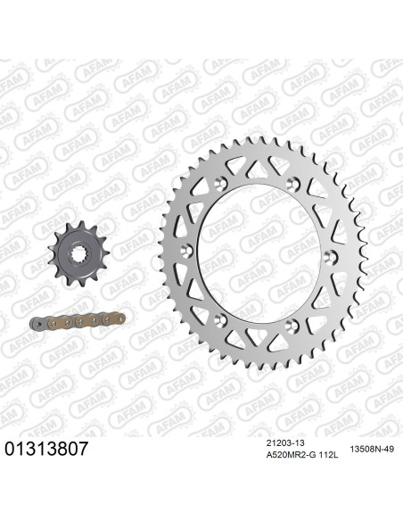 Kit chaine 520 AFAM - Couronne alu anti-boue - Type de chaine au choix - YAMAHA YZ 125 1988