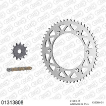 Kit chaine 520 AFAM - Couronne alu anti-boue - Type de chaine au choix - YAMAHA YZ 125 1989