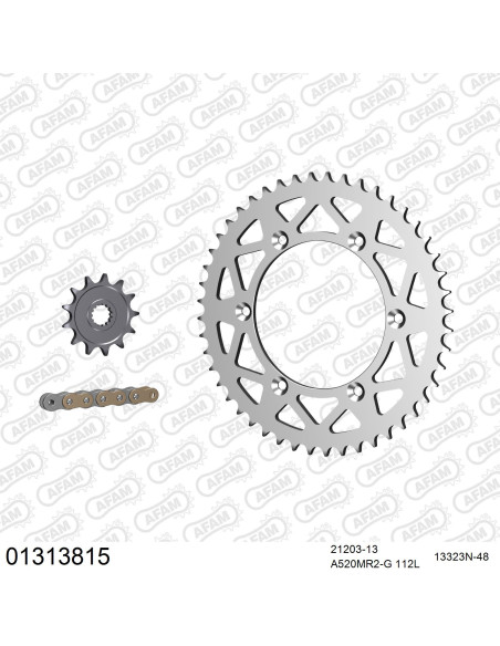Kit chaine 520 AFAM - Couronne alu anti-boue - Type de chaine au choix - YAMAHA YZ 125 1999-2001