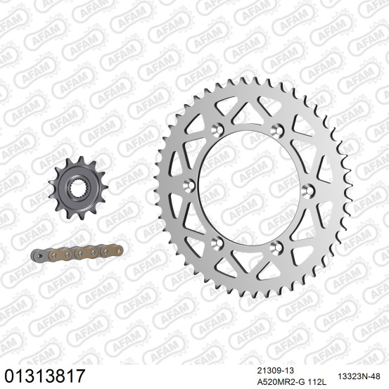 Kit chaine 520 AFAM - Couronne alu - Type de chaine au choix - YAMAHA YZ 125 2005-2021