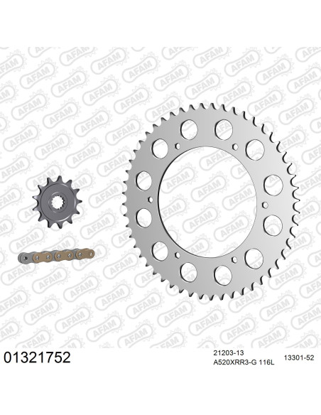 Kit chaine 520 AFAM - Couronne alu - Type de chaine au choix - YAMAHA DT 200 WR 1991-1997