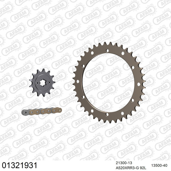 Kit chaine 520 AFAM - Couronne alu anti-boue - Type de chaine au choix - YAMAHA YFS 200 BLASTER 1988-2006