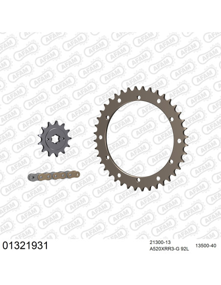 Kit chaine 520 AFAM - Couronne alu anti-boue - Type de chaine au choix - YAMAHA YFS 200 BLASTER 1988-2006
