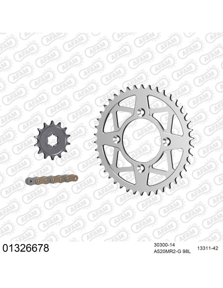 Kit chaine 520 AFAM - Couronne alu anti-boue - Type de chaine au choix - YAMAHA TY 250 S 1988-1994