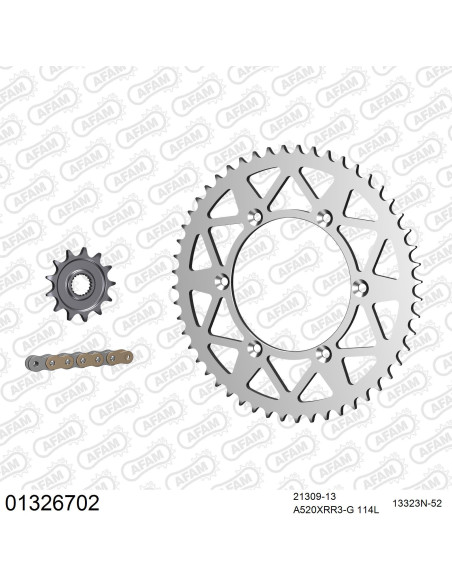 Kit chaine 520 AFAM - Couronne alu anti-boue - Type de chaine au choix - YAMAHA WR 250 F 2001-2006
