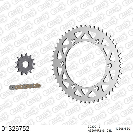 Kit chaine 520 AFAM - Couronne alu anti-boue - Type de chaine au choix - YAMAHA IT 250 1981