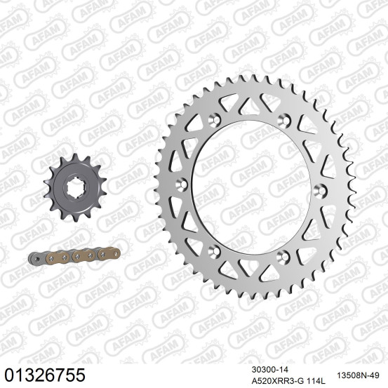 Kit chaine 520 AFAM - Couronne alu - Type de chaine au choix - YAMAHA WR 250 Z 1989-1990