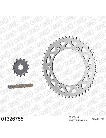 Kit chaine 520 AFAM - Couronne alu - Type de chaine au choix - YAMAHA WR 250 Z 1989-1990