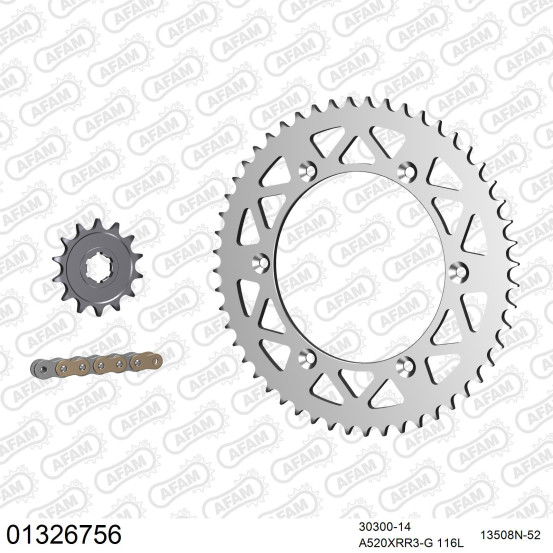 Kit chaine 520 AFAM - Couronne alu - Type de chaine au choix - YAMAHA WR 250 Z 1991-1997