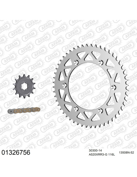 Kit chaine 520 AFAM - Couronne alu - Type de chaine au choix - YAMAHA WR 250 Z 1991-1997