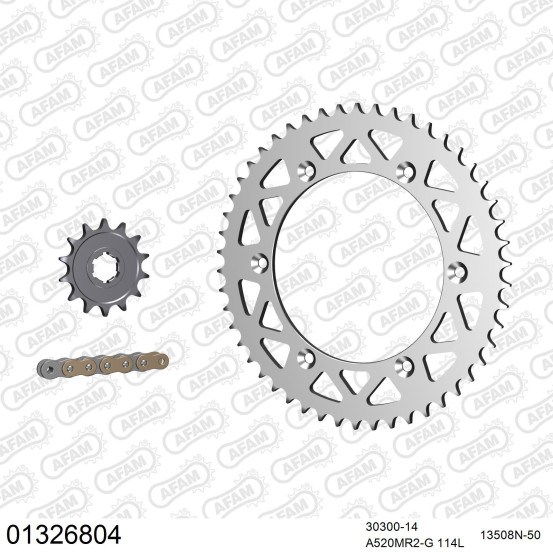 Kit chaine 520 AFAM - Couronne alu anti-boue - Type de chaine au choix - YAMAHA YZ 250 1985-1986