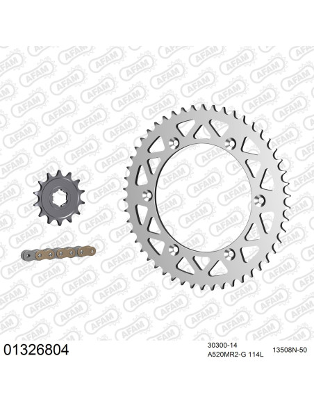 Kit chaine 520 AFAM - Couronne alu anti-boue - Type de chaine au choix - YAMAHA YZ 250 1985-1986