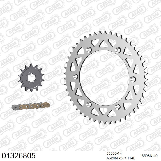 Kit chaine 520 AFAM - Couronne alu anti-boue - Type de chaine au choix - YAMAHA YZ 250 1987-1989