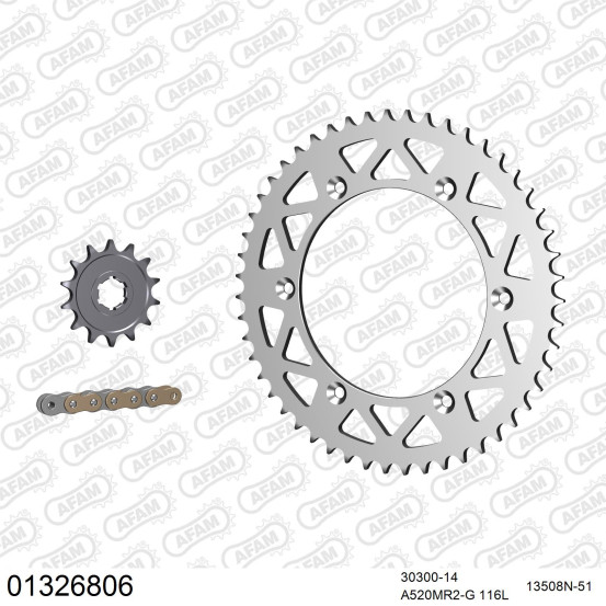 Kit chaine 520 AFAM - Couronne alu anti-boue - Type de chaine au choix - YAMAHA YZ 250 1990-1993