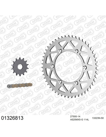 Kit chaine 520 AFAM - Couronne alu anti-boue - Type de chaine au choix - YAMAHA YZ 250 2006-2023