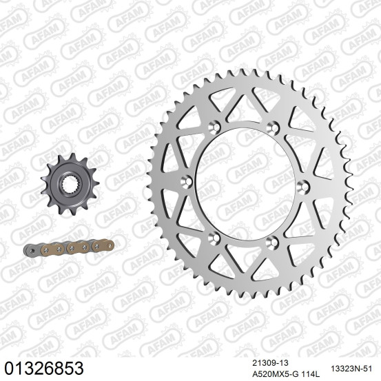 Kit chaine 520 AFAM - Couronne alu anti-boue - Type de chaine au choix - YAMAHA YZ 250 F 2009-2013