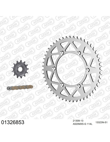 Kit chaine 520 AFAM - Couronne alu anti-boue - Type de chaine au choix - YAMAHA YZ 250 F 2009-2013