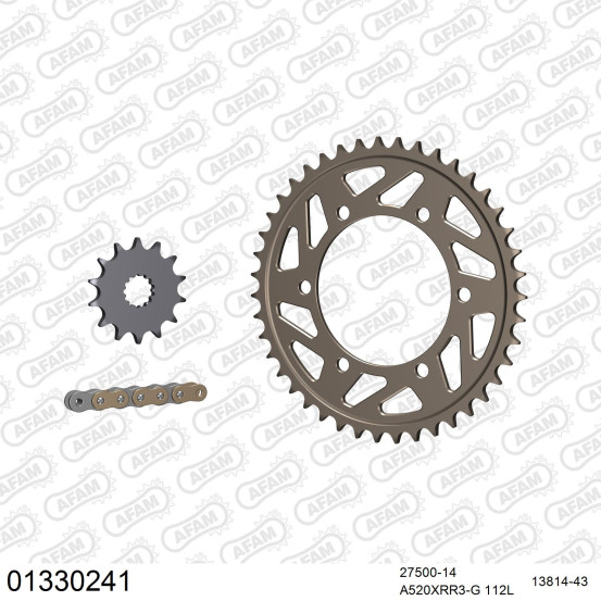 Kit chaine 520 AFAM - Couronne alu anti-boue - Type de chaine au choix - YAMAHA YZF - R3 2015-2022