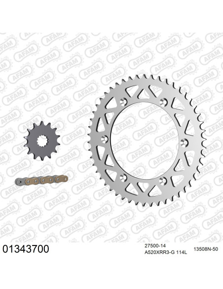 Kit chaine 520 AFAM - Couronne alu anti-boue - Type de chaine au choix - YAMAHA WR 400 F 1998