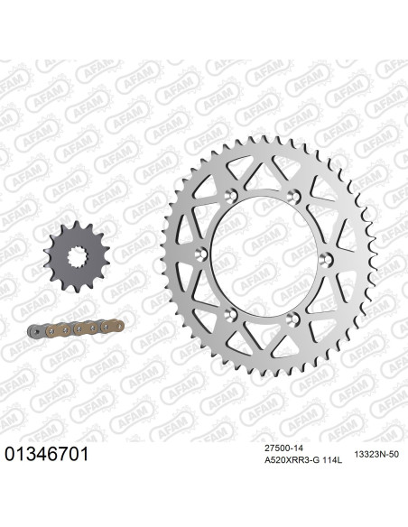 Kit chaine 520 AFAM - Couronne alu anti-boue - Type de chaine au choix - YAMAHA WR 426 F 2000-2002