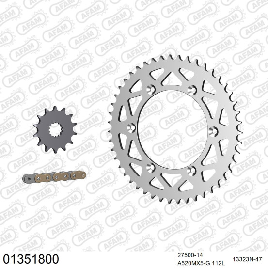 Kit chaine 520 AFAM - Couronne alu anti-boue - Type de chaine au choix - YAMAHA YZ 450 F 2003-2004