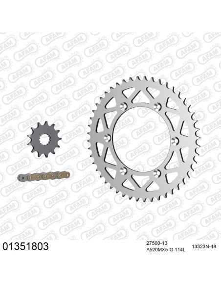 Kit chaine 520 AFAM - Couronne alu anti-boue - Type de chaine au choix - YAMAHA 450 YZF 2015-2019